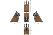 Cangshan Cutlery Helena Series 17pc HUA Knife Set - Forged German Stainless Steel - Black Composite Handle with Rivets - HUA Acacia Storage Block 503329 - Northwest Knives