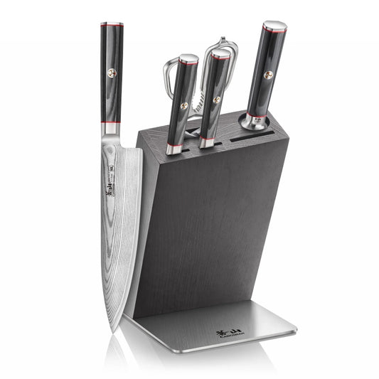 Cangshan Cutlery YARI Series 6pc HUA Knife Set - Forged X-7 Damascus - Ashwood Storage Box 501363