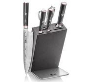 Cangshan Cutlery Yari Series 6pc HUA Block Set - 67 Layered Forged X-7 Damascus - Maple Wood and Stainless Steel Block - Northwest Knives