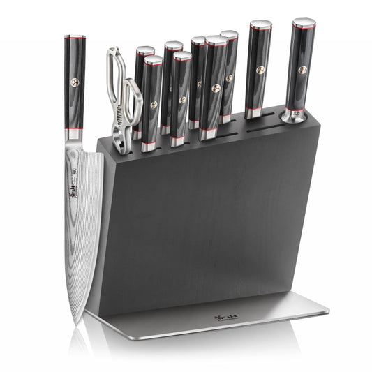 Cangshan Cutlery YARI Series 12pc HUA Knife Set - Forged X-7 Damascus - Ashwood Storage Box 501370