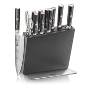 Cangshan Cutlery Yari Series 12pc HUA Block Set - 67 Layered Forged X-7 Damascus - Maple Wood and Stainless Steel Block - Northwest Knives