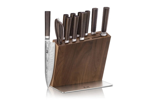 Cangshan Cutlery MAYA Series 12pc Knife Set - Forged X-7 Damascus - Octagon African Blackwood Handle - Dark Walnut Magnetic Sheath 503534 - Northwest Knives