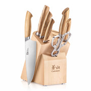 Cangshan Cutlery Oliv Series 8pc Block Set - Swedish 14C28N Steel - Solid Olive Wood Handle - Maple Wood Block - Northwest Knives