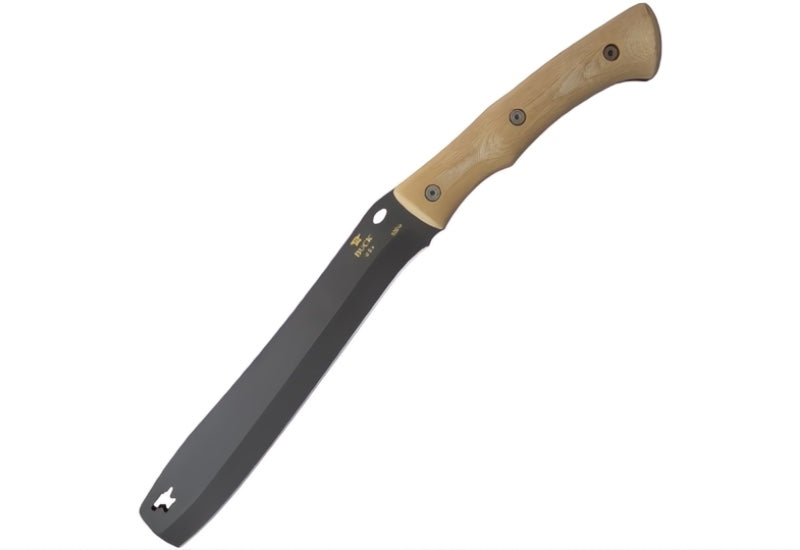 Buck Compadre Froe Knife - 5160 Spring Steel Blade / Natural Micarta Handle / Black Leather Sheath with Loop Attachment 12247