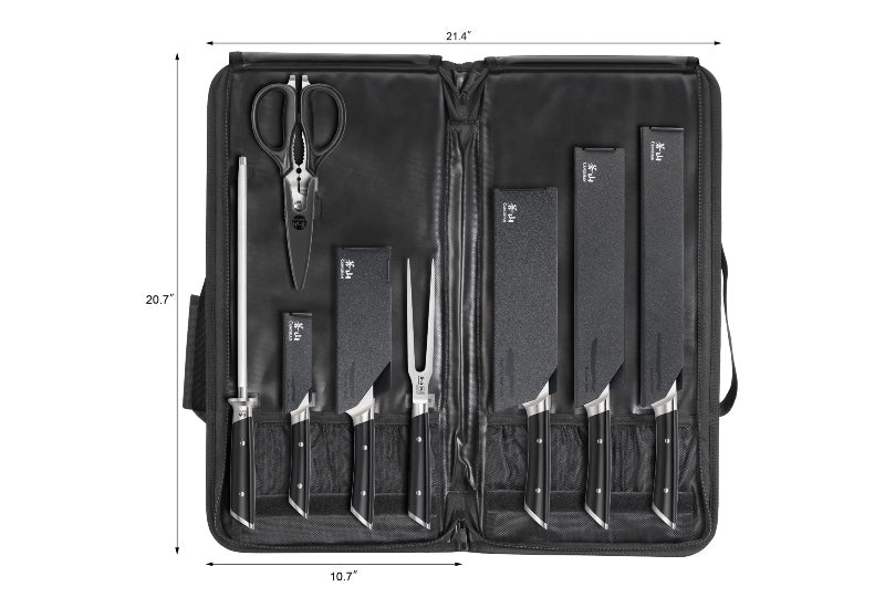 Cangshan Cutlery Helena Series 9pc BBQ Knife Set - Forged German X50CrMoV15 Steel - Black Polymer Handle 503251