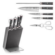 Cangshan Cutlery Yari Series 6pc HUA Block Set - 67 Layered Forged X-7 Damascus - Maple Wood and Stainless Steel Block - Northwest Knives