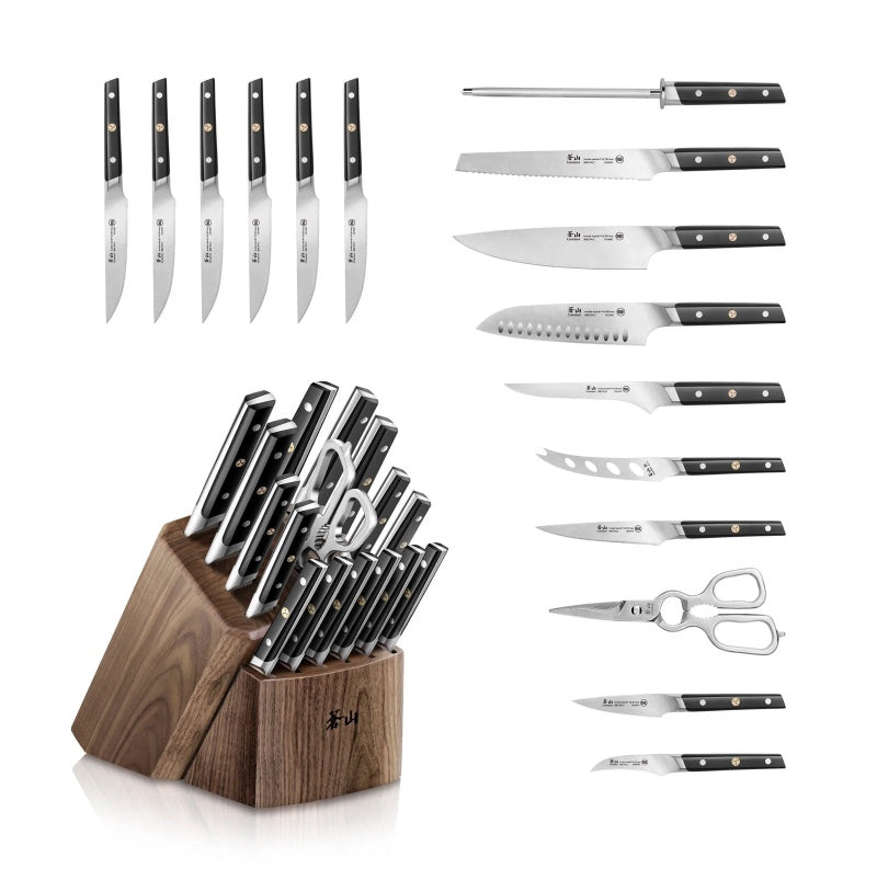 Cangshan Cutlery TC Series 17pc Block Set - Swedish 14C28N Steel - Alloy Steel Handle - Walnut Block