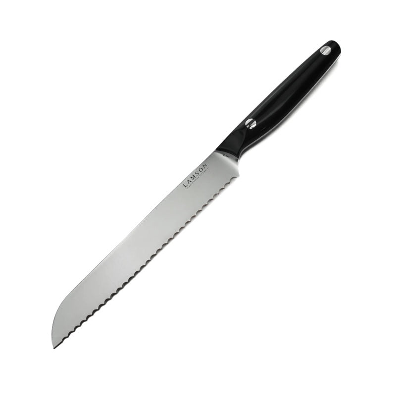 Lamson Cutlery Vintage Series - Black POM Handle - 8" Serrated Bread Knife - Made in USA - Northwest Knives