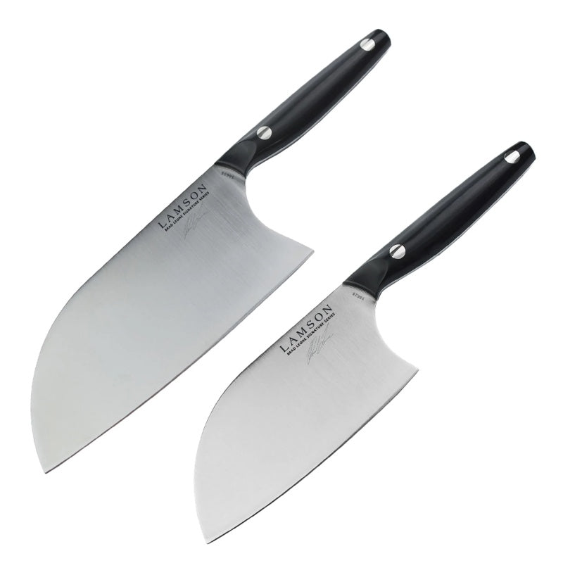 Lamson Cutlery Vintage Series - Black POM Handle - Chinese Cleaver 2pc Set - Made in USA - Northwest Knives