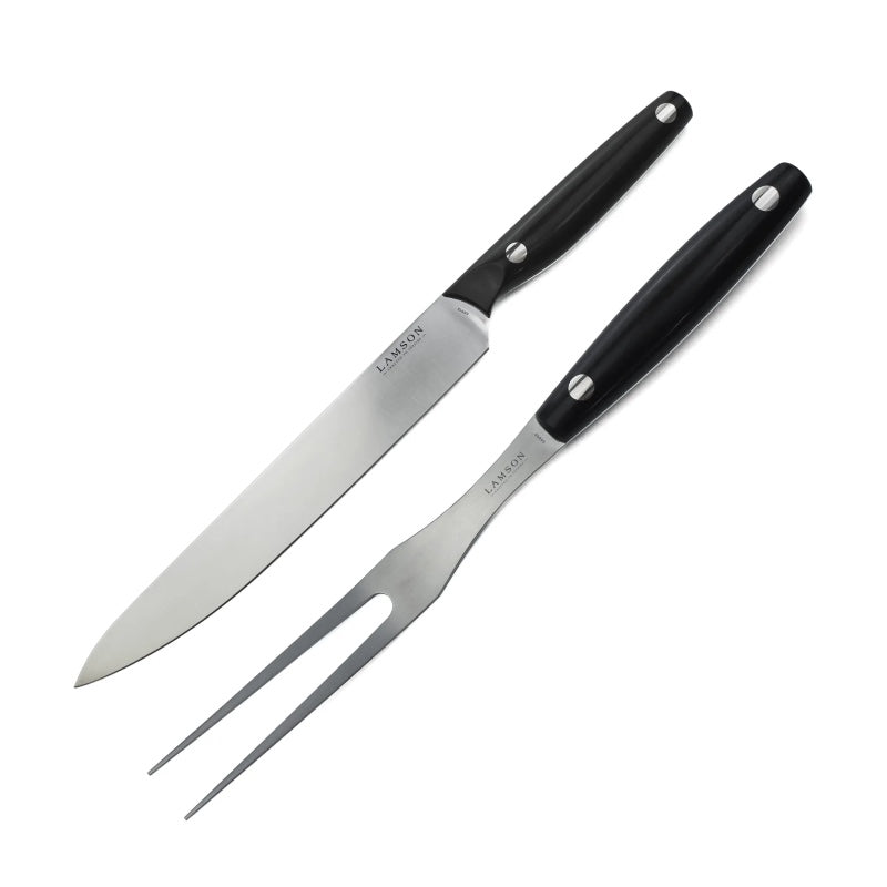 Lamson Cutlery Vintage Series - Black POM Handle - 2pc Carving Set - Made in USA - Northwest Knives