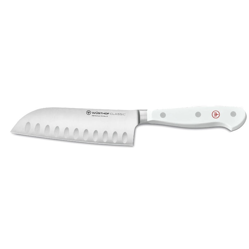 Wusthof Classic White - 5" Santoku Knife - Fully forged German stainless steel (X50 CrMoV 15) - Made in Solingen, Germany - Northwest Knives