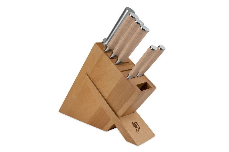 Shun Classic Blonde - 7pc Knife Set with Birch Block - 69 Layered Damascus - Made in Seki City, Japan