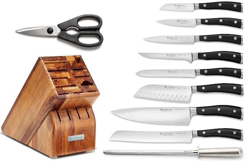 Wusthof Classic Ikon - 11pc Block Set - Fully forged German stainless steel (X50 CrMoV 15) - Made in Solingen, Germany - Northwest Knives