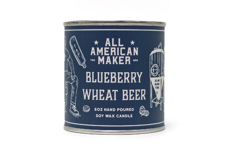 All American Maker - Blueberry Wheat Beer Candle - 8oz Hand Pour Soy Candle & Cotton Wick - 100% American Made