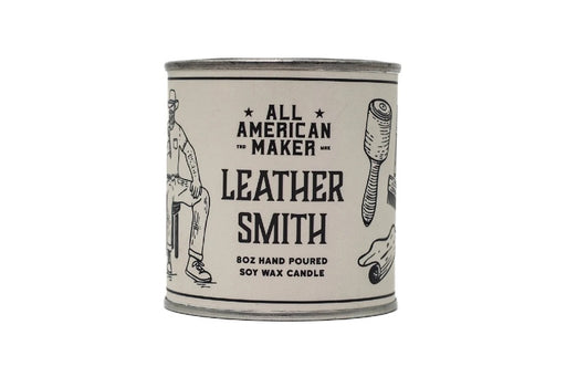 All American Maker - Leather Smith Candle - 8oz Hand Pour Soy Candle & Cotton Wick - 100% American Made - Northwest Knives