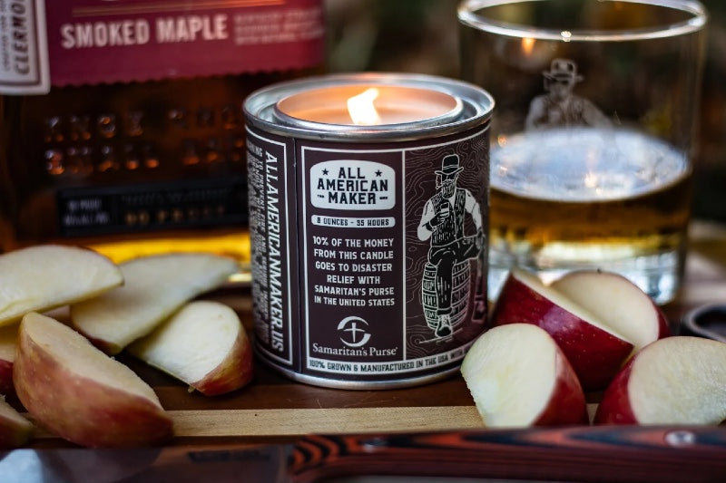 All American Maker - Apple & Burbon Candle - 8oz Hand Pour Soy Candle & Cotton Wick - 100% American Made - Northwest Knives