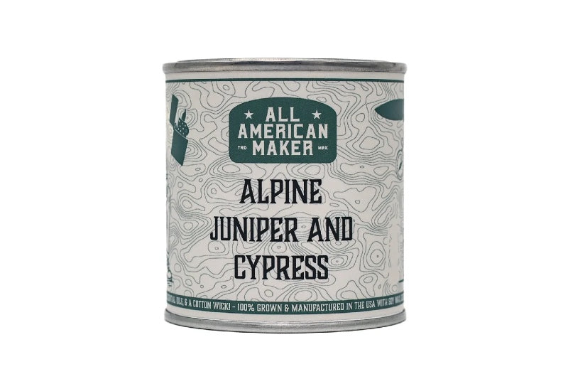 All American Maker - Alpine Juniper & Cypress Candle - 8oz Hand Pour Soy Candle & Cotton Wick - 100% American Made