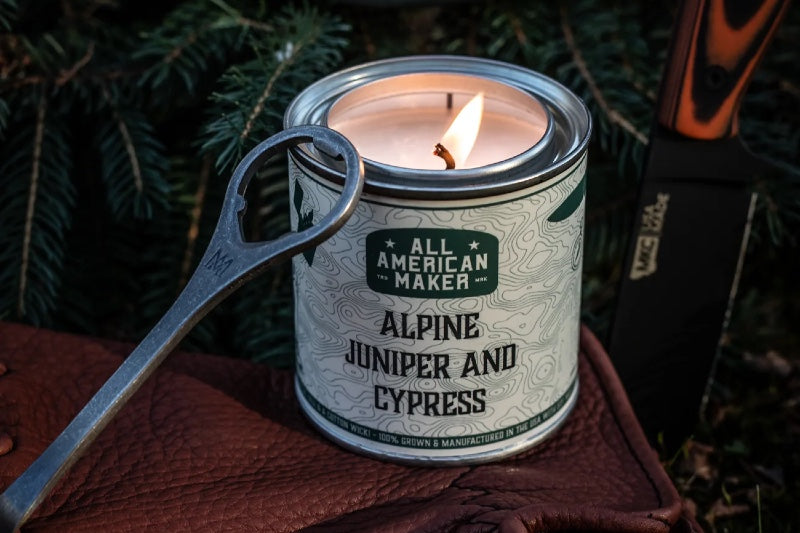 All American Maker - Alpine Juniper & Cypress Candle - 8oz Hand Pour Soy Candle & Cotton Wick - 100% American Made