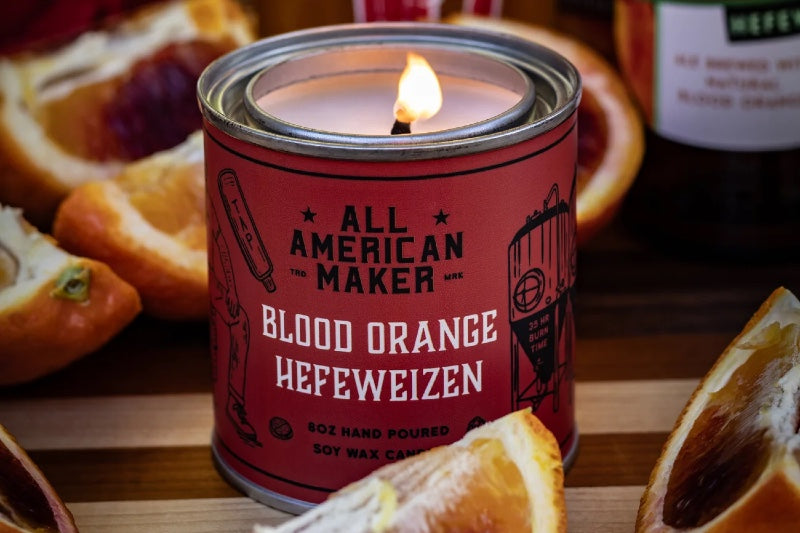 All American Maker - Blood Orange Hefeweizen Candle - 8oz Hand Pour Soy Candle & Cotton Wick - 100% American Made - Northwest Knives