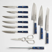 Cangshan Cutlery Kita Series 12pc HUA Block Set - 67 Layered Forged X-7 Damascus - Maple Wood and Stainless Steel Block - Northwest Knives