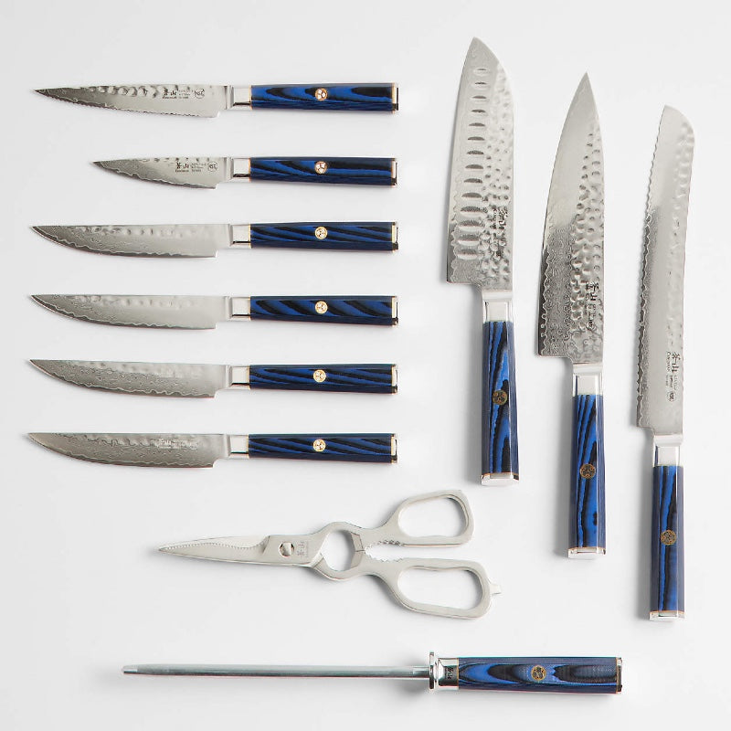 Cangshan Cutlery Kita Series 12pc HUA Block Set - 67 Layered Forged X-7 Damascus - Maple Wood and Stainless Steel Block - Northwest Knives