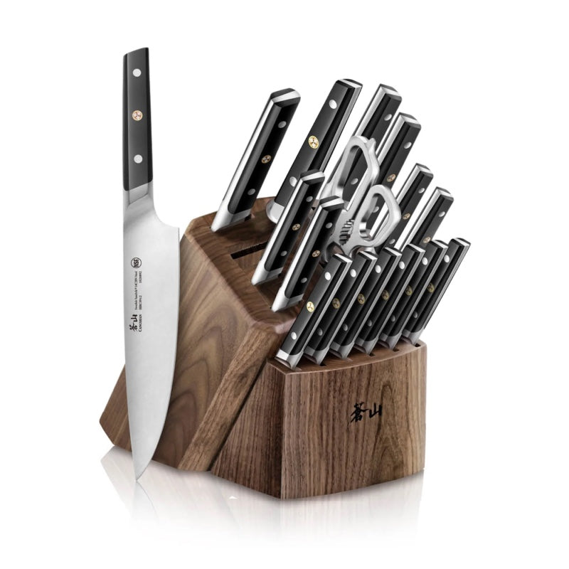 Cangshan Cutlery TC Series 17pc Block Set - Swedish 14C28N Steel - Alloy Steel Handle - Walnut Block