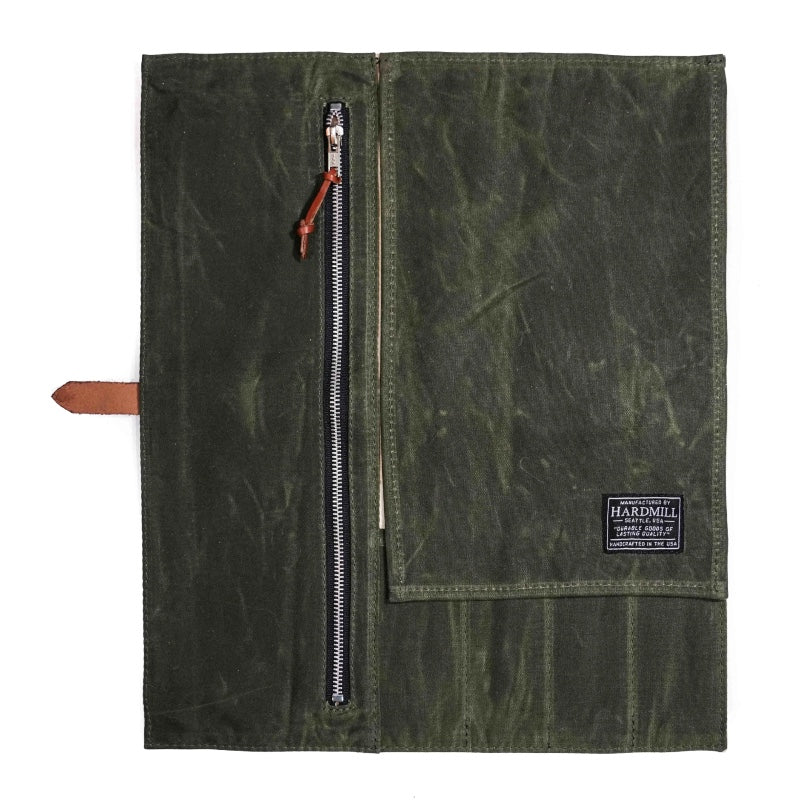 Hardmill Goods - Compact Waxed Canvas Knife Roll - Olive Green Canvas CK-WC-OL