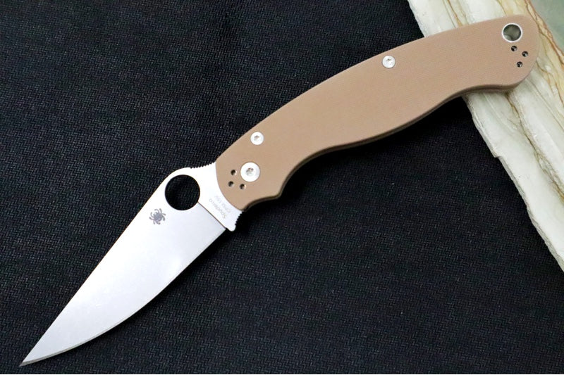 Spyderco Military 2 SPRINT RUN - CPM-15V Steel / Satin Blade / Brown G-10 Handle C36GPBN15V2