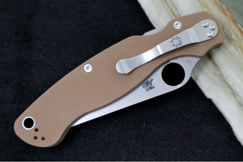 Spyderco Military 2 SPRINT RUN - CPM-15V Steel / Satin Blade / Brown G-10 Handle C36GPBN15V2