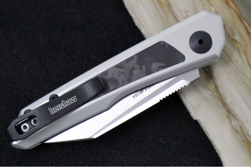 Kershaw 7050 Launch 20 Automatic - Reverse Tanto Blade / CPM-Magnacut Steel / Raw Aluminum & Black Carbon Fiber Handle