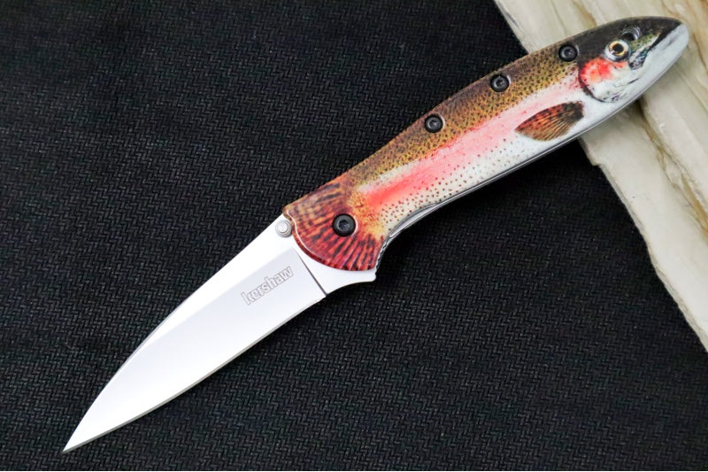 Kershaw 1660TROUT Leek Flipper - 14C28N Steel / Bead Blasted Finish / Trout Anodized Aluminum Handle