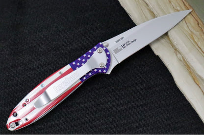 Kershaw 1660USA Leek Flipper - 14C28N Steel / Bead Blasted Finish / USA UFI Finished Aluminum Handle