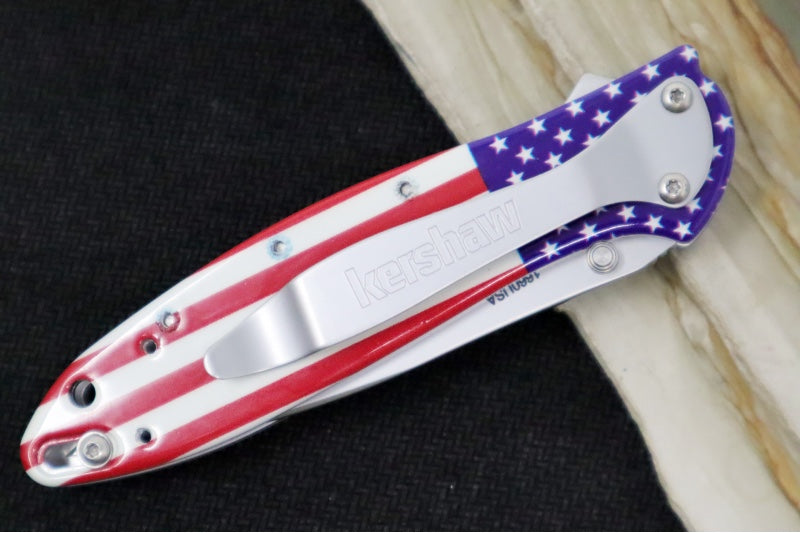 Kershaw 1660USA Leek Flipper - 14C28N Steel / Bead Blasted Finish / USA UFI Finished Aluminum Handle