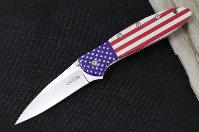 Kershaw 1660USA Leek Flipper - 14C28N Steel / Bead Blasted Finish / USA UFI Finished Aluminum Handle - Northwest Knives