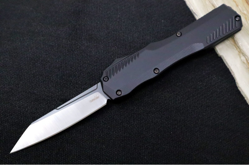 Kershaw 9000R Livewire OTF - Black Anodized Aluminum Handle / CPM-Magnacut / Reverse Tanto  Blade / 2-Toned Black PVD & Satin Finish - Northwest Knives