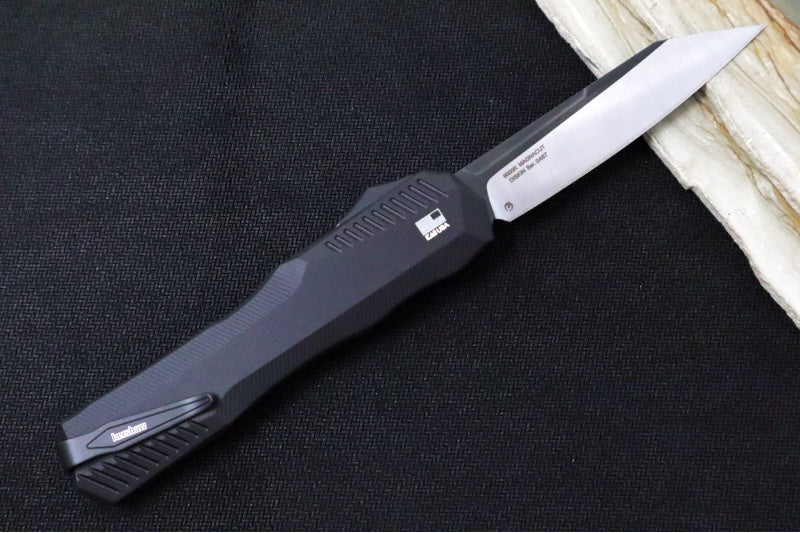 Kershaw 9000R Livewire OTF - Black Anodized Aluminum Handle / CPM-Magnacut / Reverse Tanto  Blade / 2-Toned Black PVD & Satin Finish