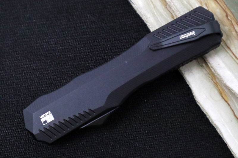 Kershaw 9000R Livewire OTF - Black Anodized Aluminum Handle / CPM-Magnacut / Reverse Tanto  Blade / 2-Toned Black PVD & Satin Finish