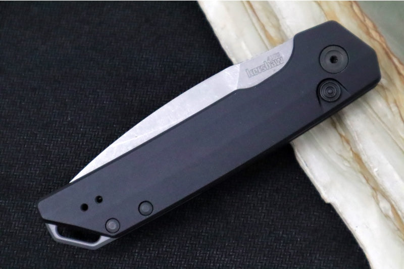 Kershaw 7038 Launch Iridium - CPM-Magnacut Steel / Working Finished Spear Point Blade / Black Anodized Aluminum Handle & Grey Anodized Backspacer