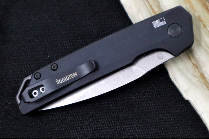 Kershaw 7038 Launch Iridium - CPM-Magnacut Steel / Working Finished Spear Point Blade / Black Anodized Aluminum Handle & Grey Anodized Backspacer