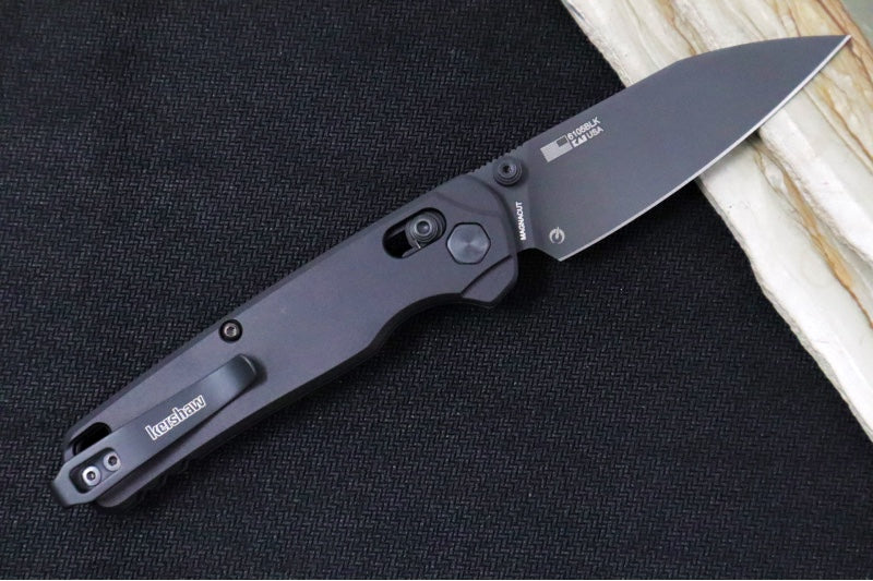 Kershaw Bel-Air Manual - Black Anodized Aluminum Handle / Reverse Tanto Blade / Black PVD Finish / CPM-Magnacut Steel 6105BLK - Northwest Knives