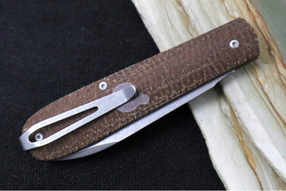 Boker Coffin Jute Slipjoint - Coffee Brown Micarta Handle / CPM-Magnacut Steel / Drop Point Blade 112946