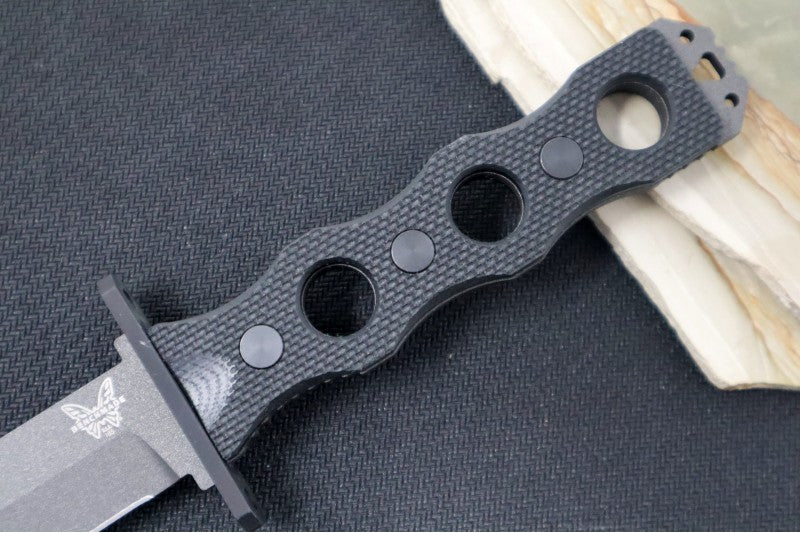 Benchmade 185SBK SOCP Fixed Blade - Dagger Blade with Serrates / Cobalt Black Finish / CPM-3V