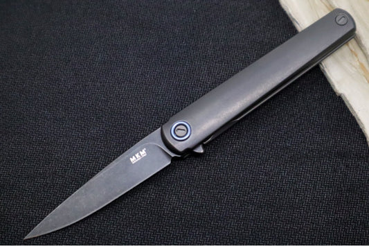 Maniago Knife Makers Flame - Black Drop Point Blade / M390 Steel / Dark Stonewashed Titanium Handle MK-FL01-TDSW