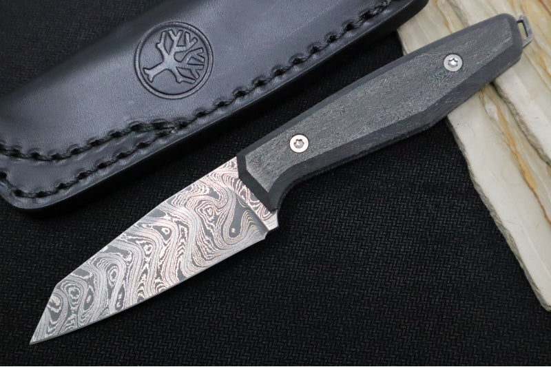 Boker Daily Knives AK1 - Space Coral Carbon Fiber Handle / Chad Nichols Boomerang Damascus / Reverse Tanto 122509DAM