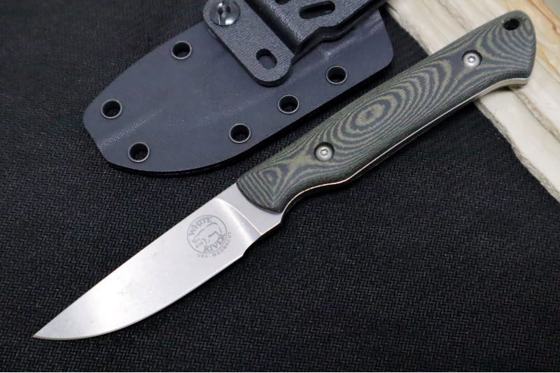 White River Knives Small Game - Black & Olive Drab Linen Micarta handle / CPM-Magnacut Steel / Drop Point Blade WRSG-LBO-MAG - Northwest Knives