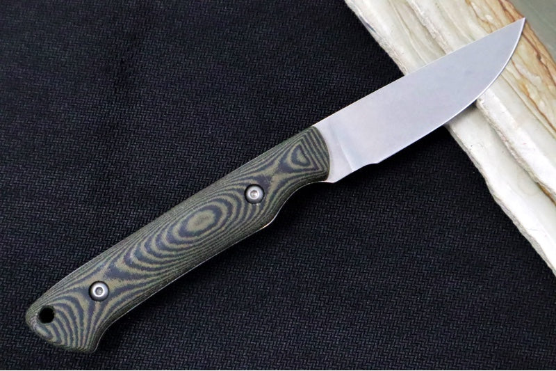 White River Knives Small Game - Black & Olive Drab Linen Micarta handle / CPM-Magnacut Steel / Drop Point Blade WRSG-LBO-MAG