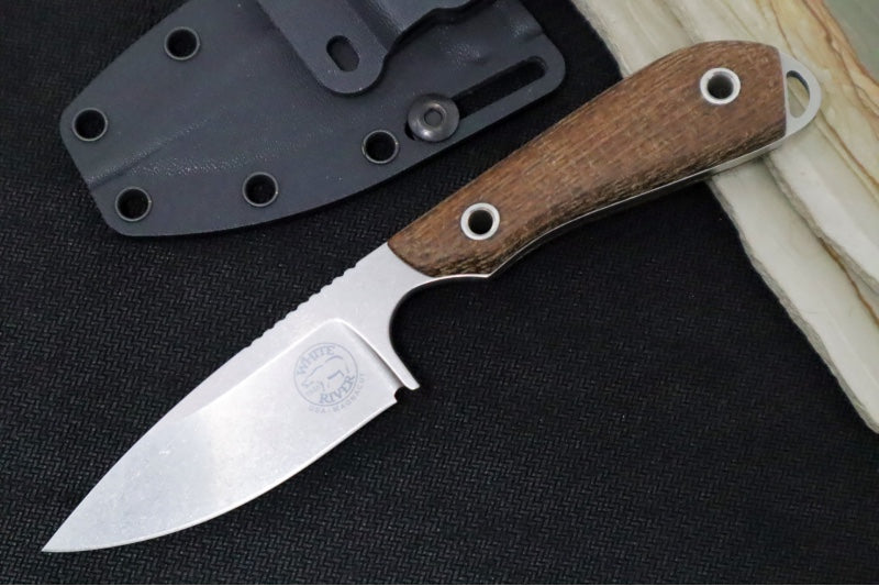 White River Knives Model 1 Caper - Natural Burlap Micarta Handle / CPM-Magnacut Steel / Drop Point Blade WRM1-BNA-MAG