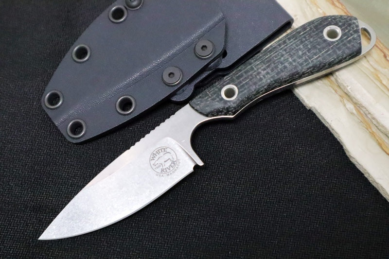 White River Knives Model 1 Caper - Black Burlap Micarta Handle / CPM-Magnacut Steel / Drop Point Blade WRM1-BBL-MAG - Northwest Knives