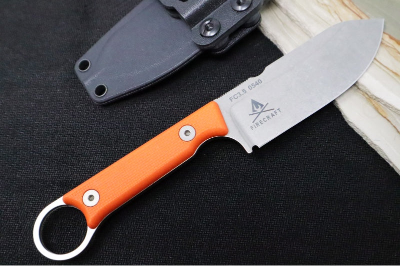 White River Knives 3.5" Firecraft Pro - Orange Textured G-10 Handle / CPM-Magnacut Steel WRFC3.5-TOR-MAG