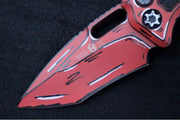 Heretic Knives Medusa Auto Limited Edition - Recurve Cerakoted & Hand Painted Blade / Red Cerakoted Aluminum Handle with Black Grip Inlays / CPM-Magnacut Steel H012-CS-RD - Northwest Knives